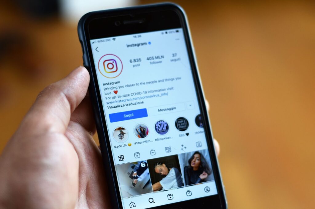 Smartphone displaying an Instagram profile screen used for weekly Instagram management by Websza AI-powered digital marketing